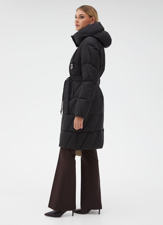 Женский пуховик с поясом модель № 31132 в рассрочку
