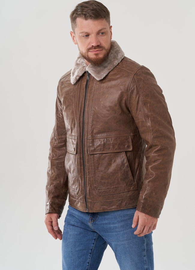 Куртка мужская из натуральной кожи  модель № 82310 в рассрочку