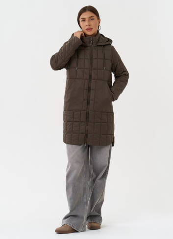 Стеганое пальто с капюшоном