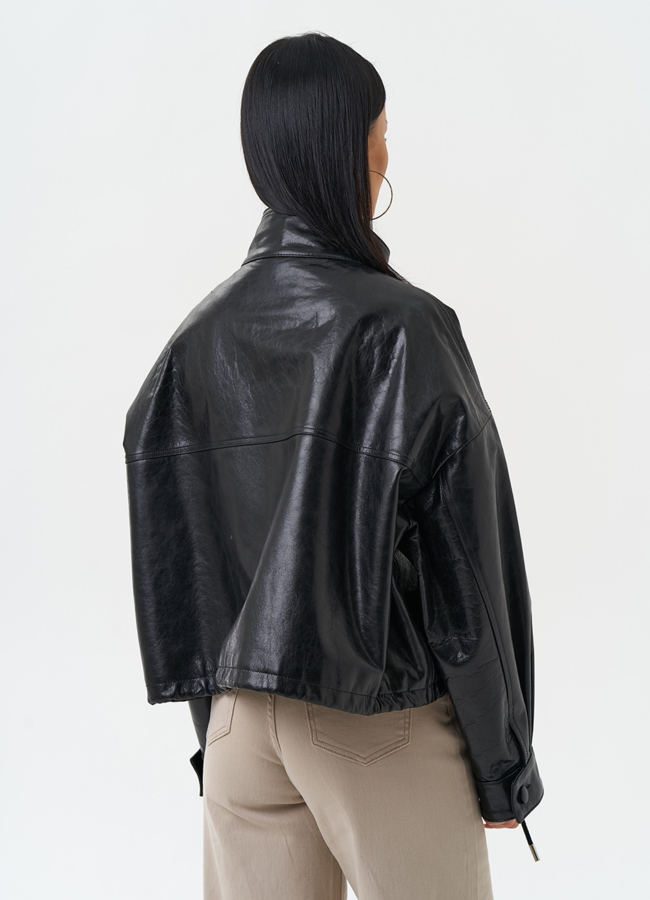 Женская куртка из натуральной кожи оверсайз модель № 26893 в кредит