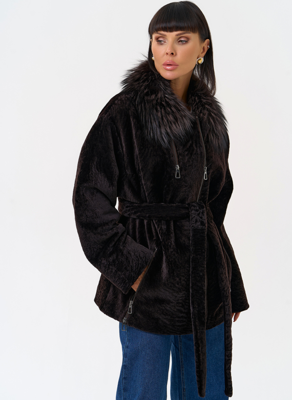 Дубленка натуральная с воротником из меха лисы