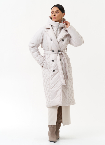 Женское утепленное пальто со съемным капюшоном