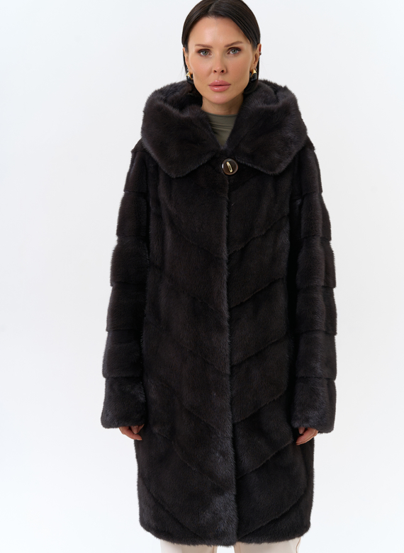 Норковая шуба с капюшоном