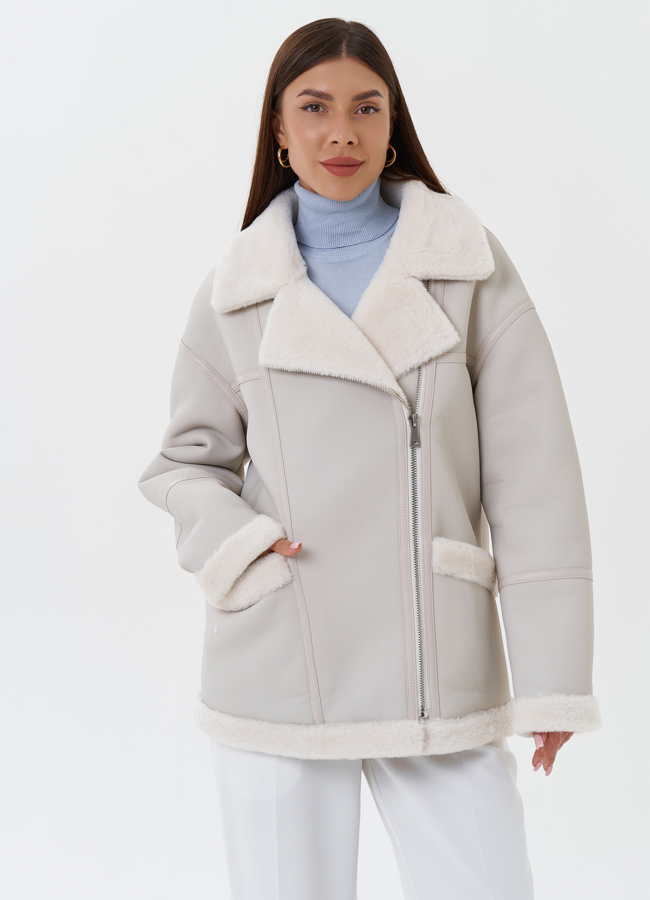 фото Женская эко дубленка с эко мехом модель № 27692