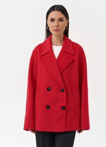 Укороченное двубортное пальто