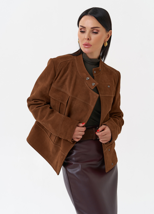 Замшевая куртка - футляр модель № 29924 универмаг малина