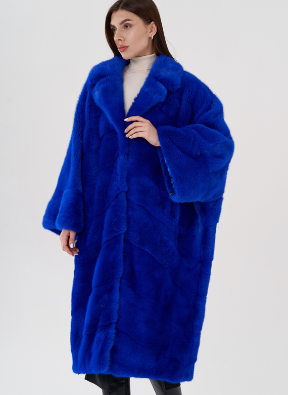 Норковая шуба с английским воротником 