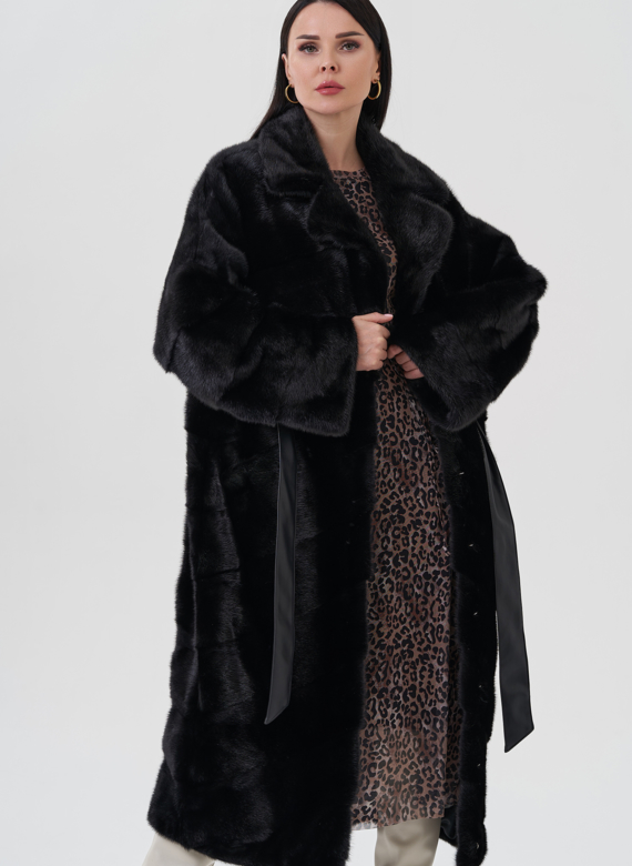 Норковая шуба с английским воротником 