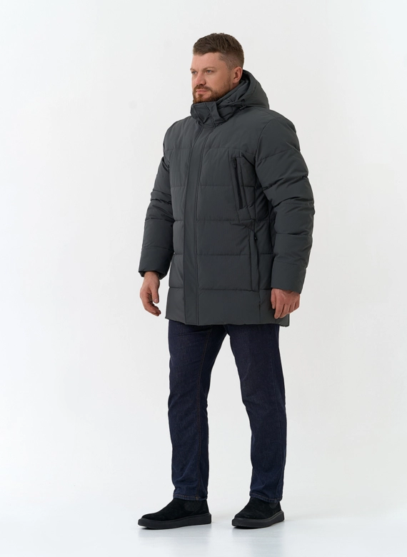 Мужской пуховик с капюшоном  фото