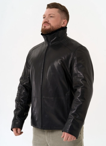 Мужская дубленка черного цвета