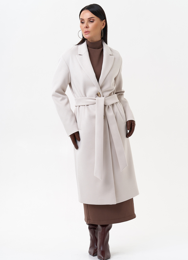 Женское пальто с английским воротником модель № 29546 меха малина