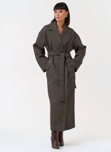 Женское длинное пальто с английским воротником