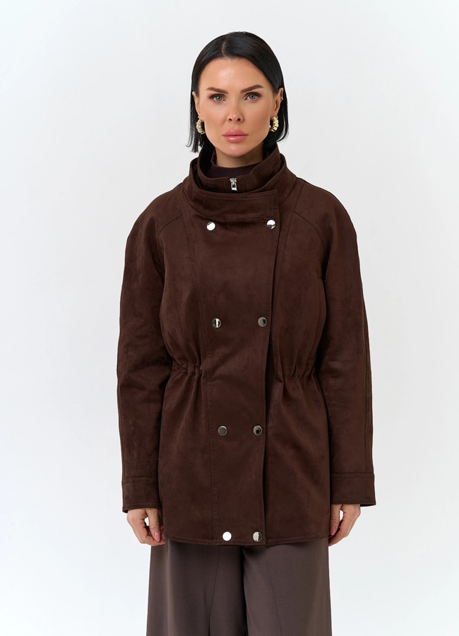 Женская куртка из эко замши с воротником стойкой модель № 32796 универмаг малина
